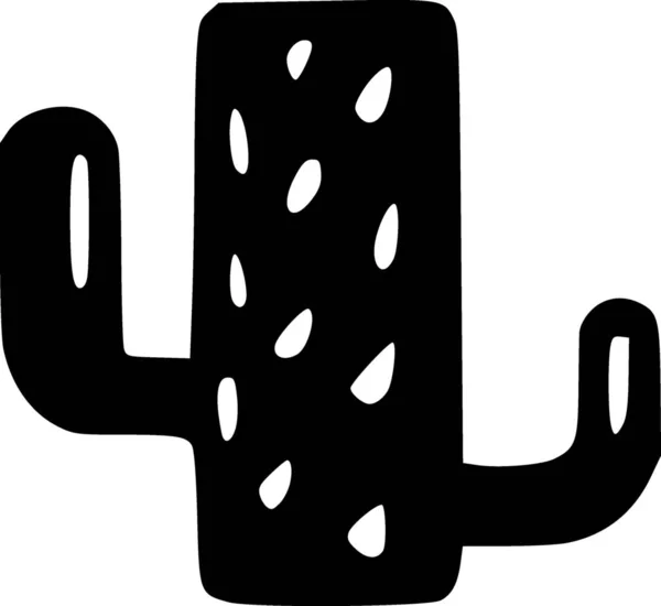 Negro Blanco Del Icono Cactus — Foto de Stock