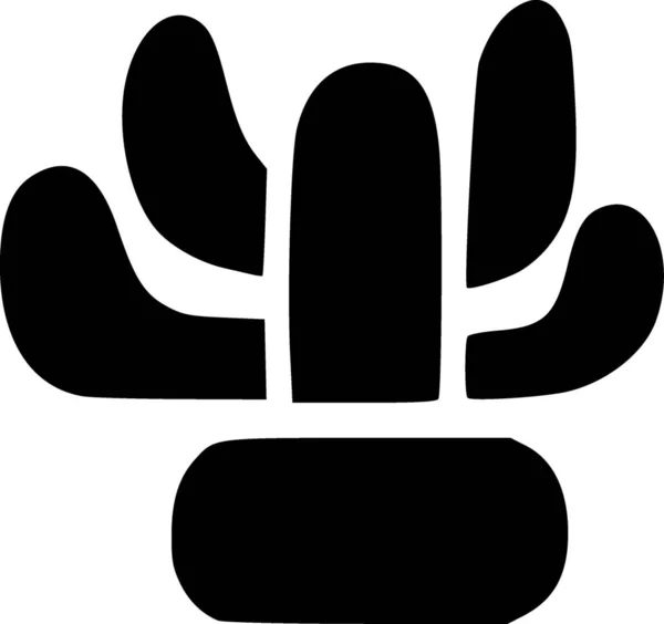 Czarno Białe Ikony Kaktusa — Zdjęcie stockowe