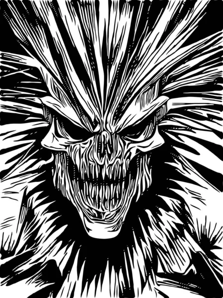 Black White Skull Monster Cartoon — Foto Stock