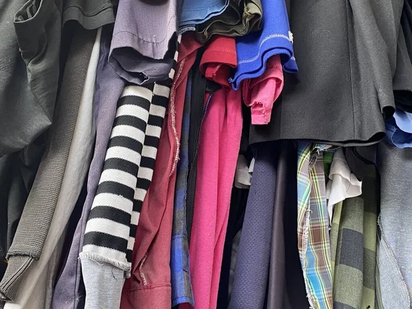 Ubrania Ubraniach Sklepie Zbliżenie — Zdjęcie stockowe