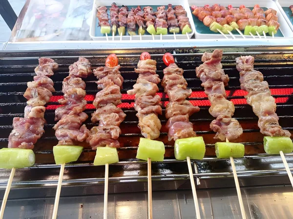 Grilled Pork Meat Skewers — Stock Photo, Image