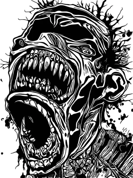 Czarny Biały Potwór Zombie — Zdjęcie stockowe