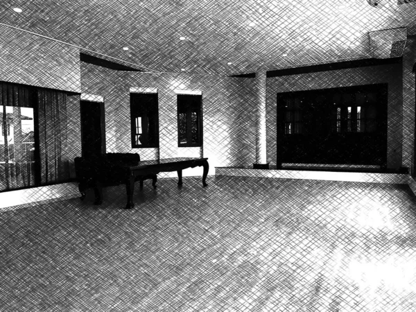 Black White Interior Modern Building — Stock Photo, Image