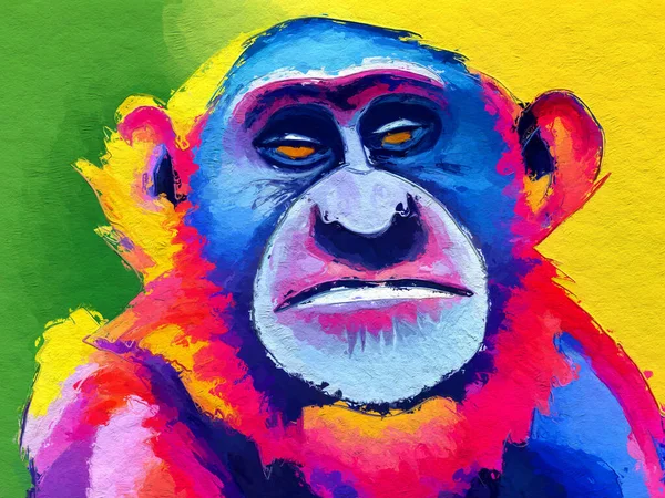 Umělecká Barva Roztomilé Opice — Stock fotografie