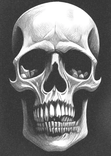 Ilustração Preto Branco Crânio Ossos Cruzados — Fotografia de Stock
