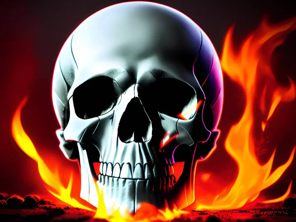 skull with a flame. halloween party.