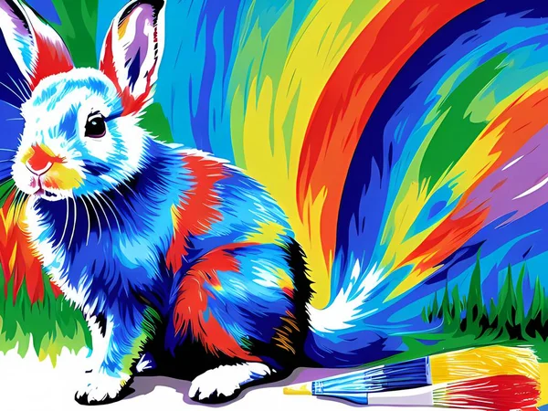 Color Del Arte Fondo Lindo Conejo —  Fotos de Stock