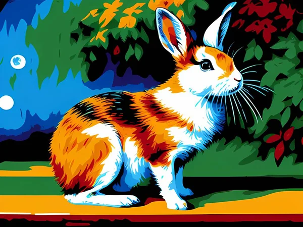 Color Del Arte Fondo Lindo Conejo —  Fotos de Stock