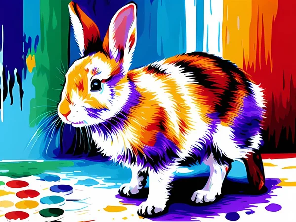 Konst Färg Söt Kanin Bakgrund — Stockfoto