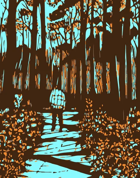 art color of man in the forest