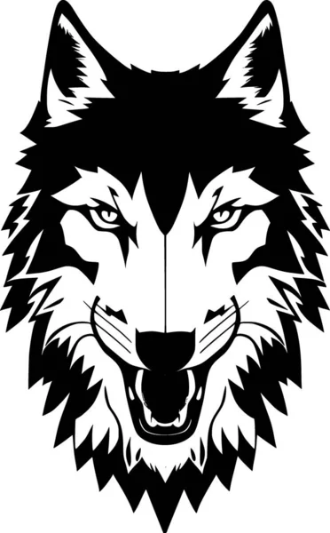 Black White Illustration Wolf Head — Photo