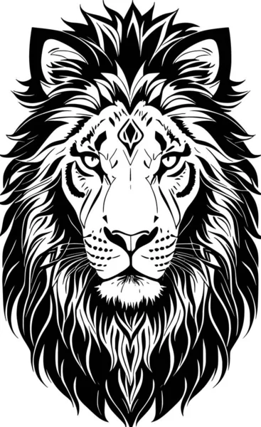Черно Белая Иллюстрация Льва — стоковое фото