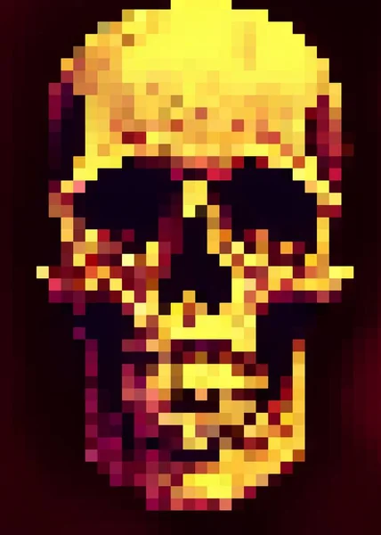 頭蓋骨の頭のピクセルアート — ストック写真