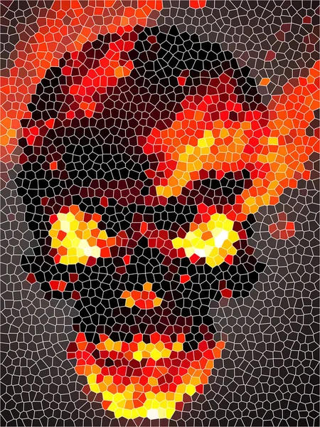 Pixel Arte Del Cranio Sfondo Fuoco — Foto Stock
