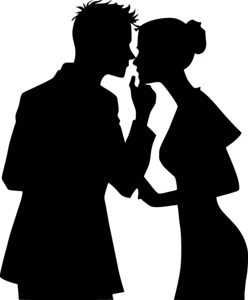 Silhouette Eines Paares Auf Weißem Hintergrund — Stockfoto