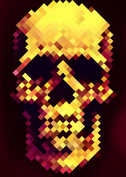 art color of skull shape , pixel art