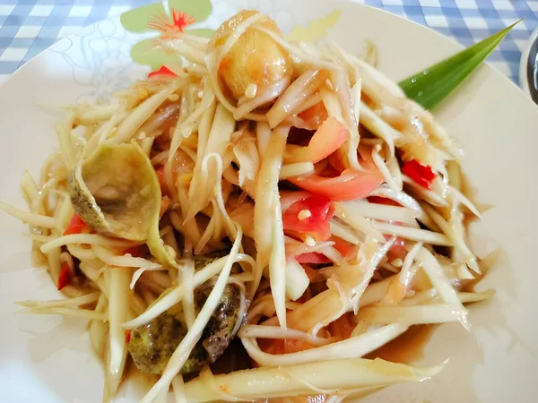 Nahsicht Auf Köstliches Asiatisches Essen Papayasalat — Stockfoto