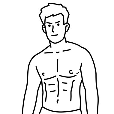 Siyah ve beyaz renkli yakışıklı adam çizgi filmi.