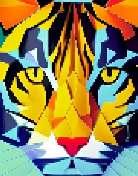 Абстрактний Геометричний Візерунок Ілюстрація Голови Тигра — стокове фото