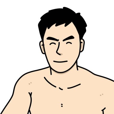 Beyaz arka planda sevimli bir adam çizgi filmi