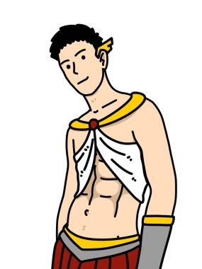 Beyaz arka planda sevimli bir adam çizgi filmi