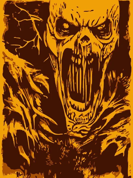 Arte Cor Halloween Crânio Desenho Animado Ilustração — Fotografia de Stock