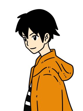 Beyaz arka planda sevimli bir adam çizgi filmi