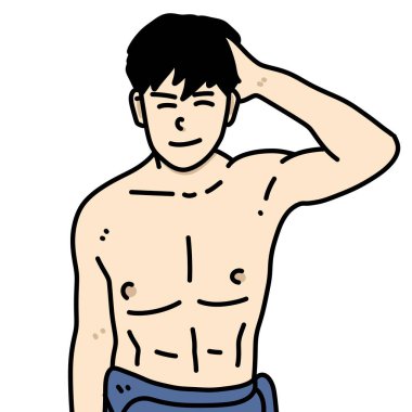 Beyaz arka planda sevimli bir adam çizgi filmi