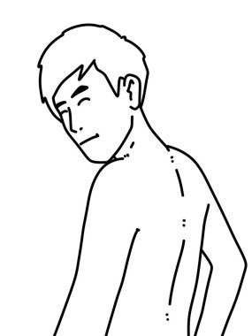 Siyah ve beyaz renkli yakışıklı adam çizgi filmi.