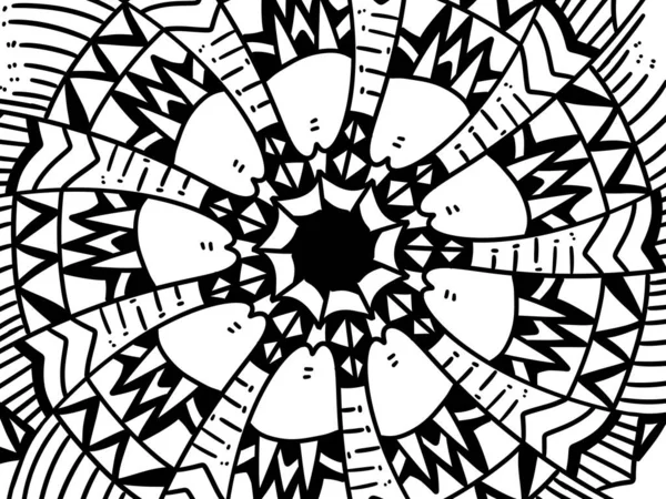 Czarny Abstrakcyjny Wzór Motyw Geometryczny Ilustracja Narysowana Ręcznie — Zdjęcie stockowe