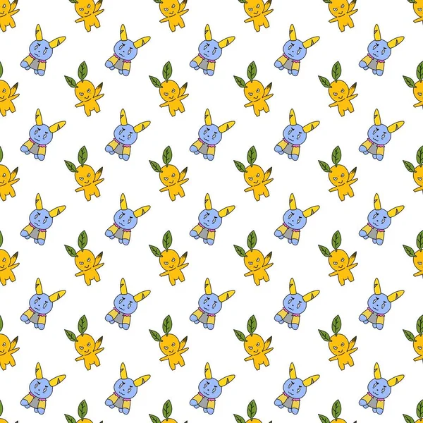seamless pattern with cute monster cartoon