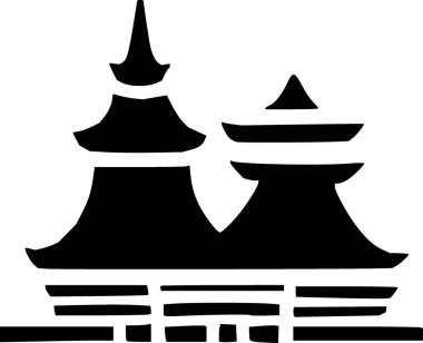 Beyaz arkaplanda siyah tapınak simgesi