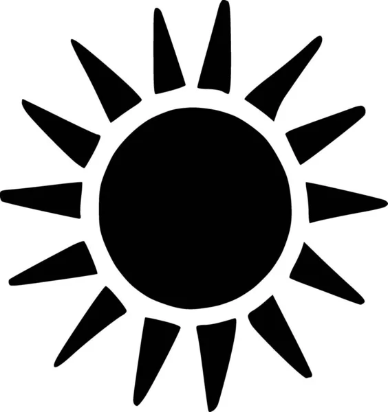 Güneş Ikonunun Siyah Beyazı Resimleme — Stok fotoğraf