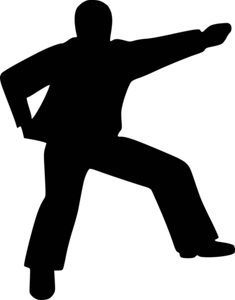 Karate Játékos Sziluett Fekete Fehér — Stock Fotó