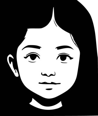 Kadın yüzü siyah beyaz çizgi film