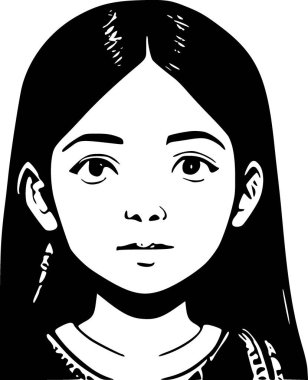 Kadın yüzü siyah beyaz çizgi film