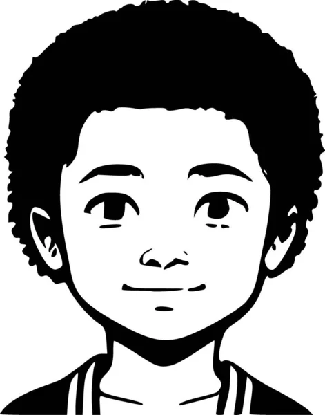 Černá Bílá Roztomilé Chlapec Karikatury — Stock fotografie