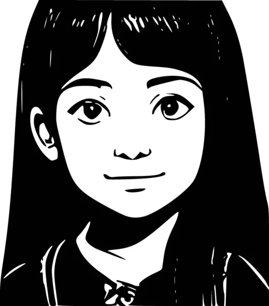 black and white of woman face cartoon