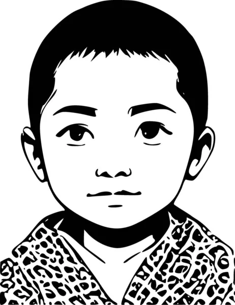 Black White Cute Boy Cartoon — Stock Photo, Image