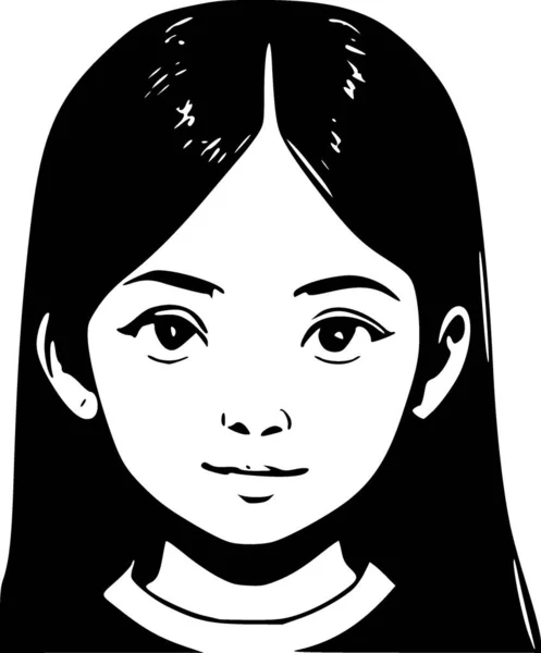 Blanco Negro Cara Mujer Dibujos Animados —  Fotos de Stock