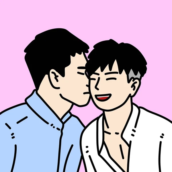 Paar Küsst Sich Auf Rosa Hintergrund — Stockfoto