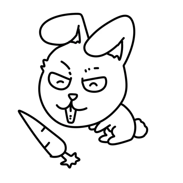 Bianco Nero Simpatico Cartone Animato Coniglio Colorazione — Foto Stock
