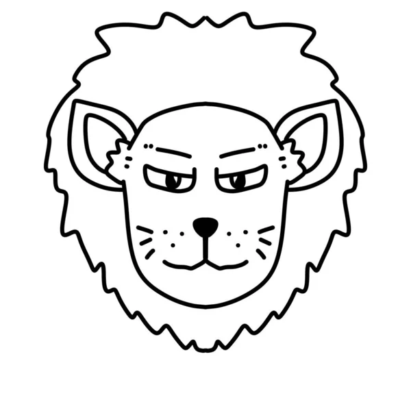 Czarny Biały Ilustracji Głowy Lwa — Zdjęcie stockowe
