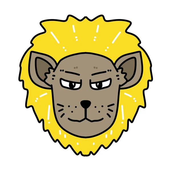 漫画ライオンの頭のイラストです — ストック写真