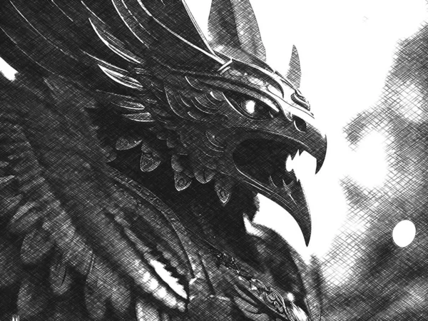 Negro Blanco Monstruo Garuda —  Fotos de Stock