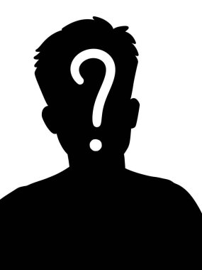 Soru işareti olan bir adamın silueti.