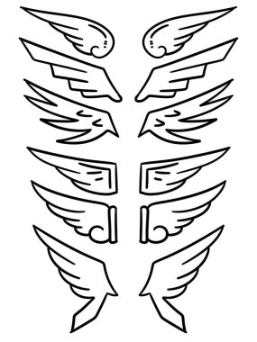 kanat dövmesi, siyah beyaz çizim