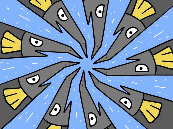 Mavi Arka Planda Sevimli Canavar Karikatürü — Stok fotoğraf