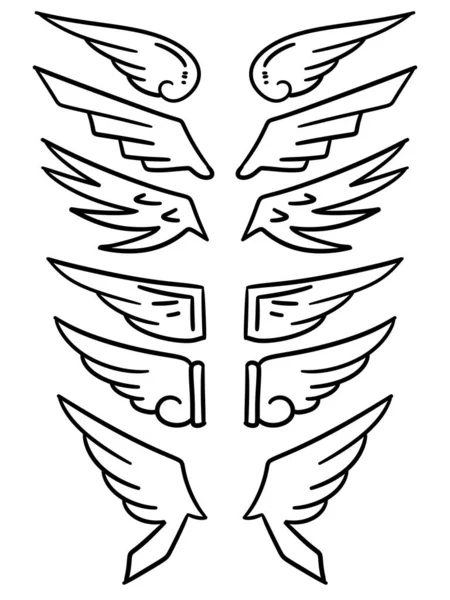 wings tattoo, black and white illustration