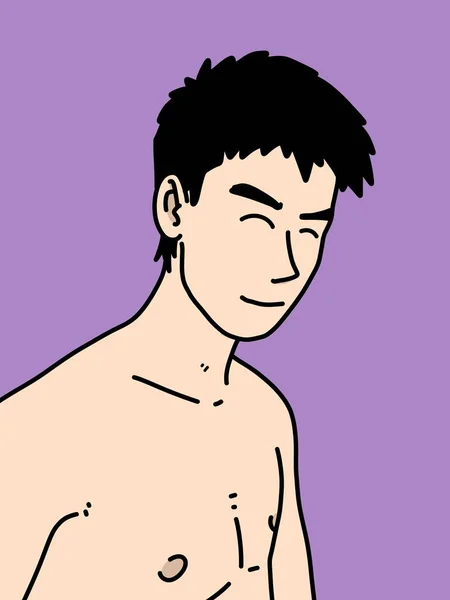Lindo Hombre Dibujos Animados Sobre Fondo Púrpura —  Fotos de Stock